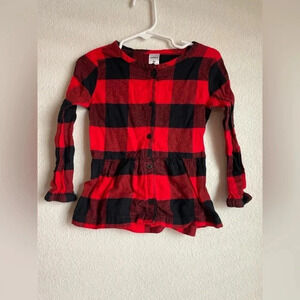 Carters girls red and black plaid shirt size 3T